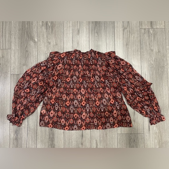 Ulla Johnson Miray Silk Chiffon Blouse in Garnet Size 6 - Picture 12 of 12